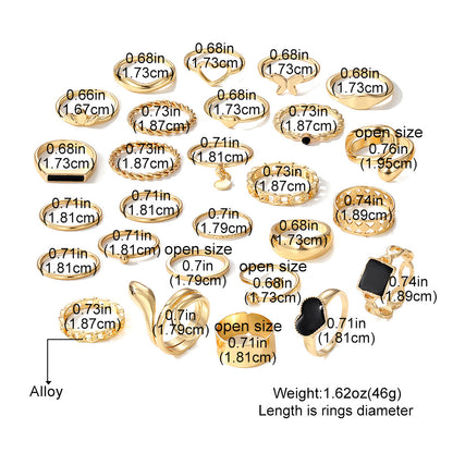 27 pieces black gold mid rings JCR 01