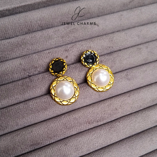 Black pearl statement earrings