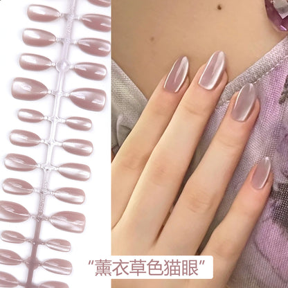 JC108 Lavender Cat-Eye Medium Length – 24 Nails Pack with Free Nail Kit