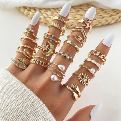 21 piece chunky golden moon rings JCR 05