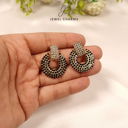 Black rhinestone earrings