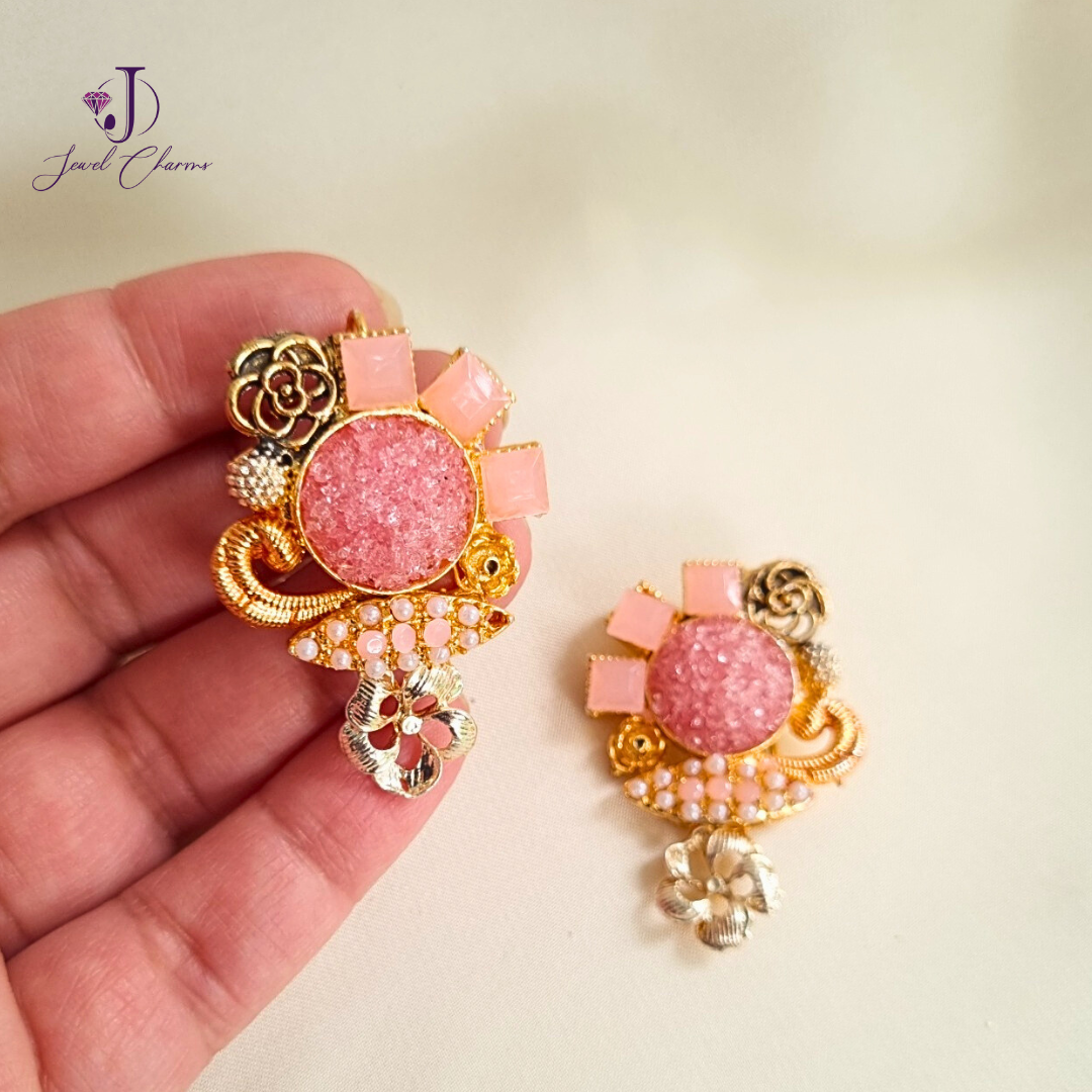 Pink Crush Stone Turkish Earrings