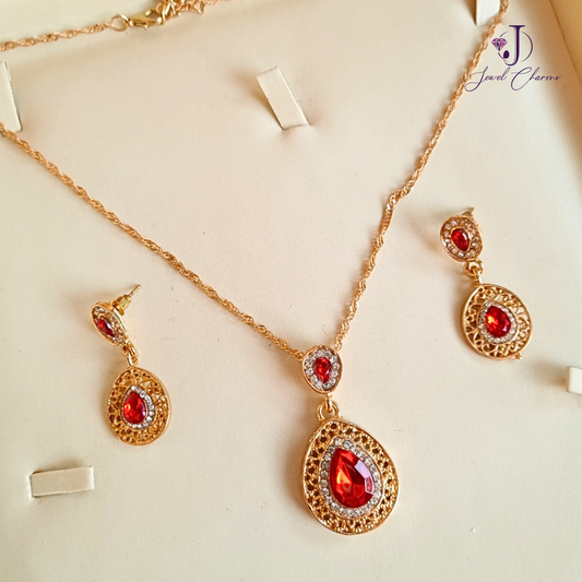 Blood Gemstone Pendant Set