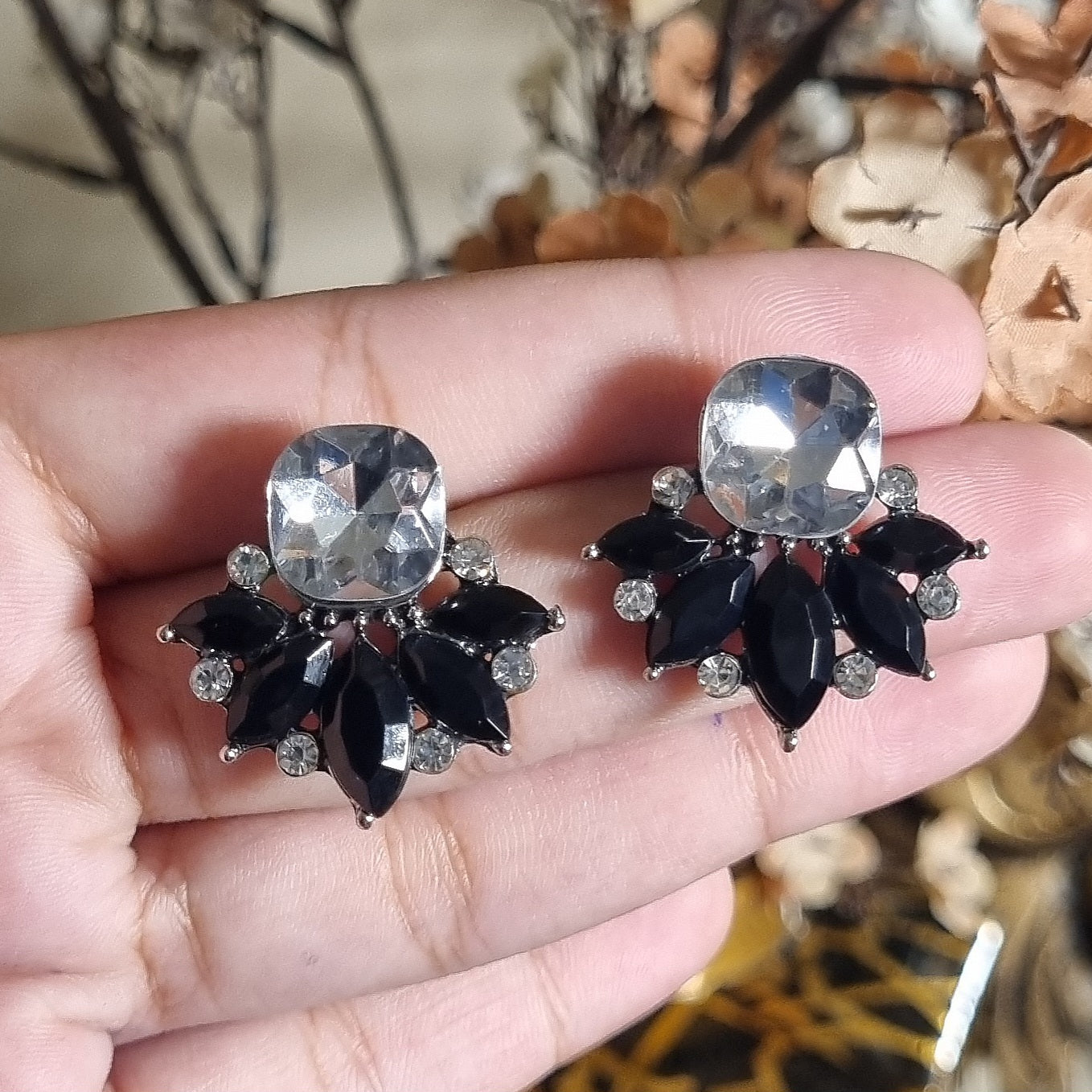 Black Crystal Studs