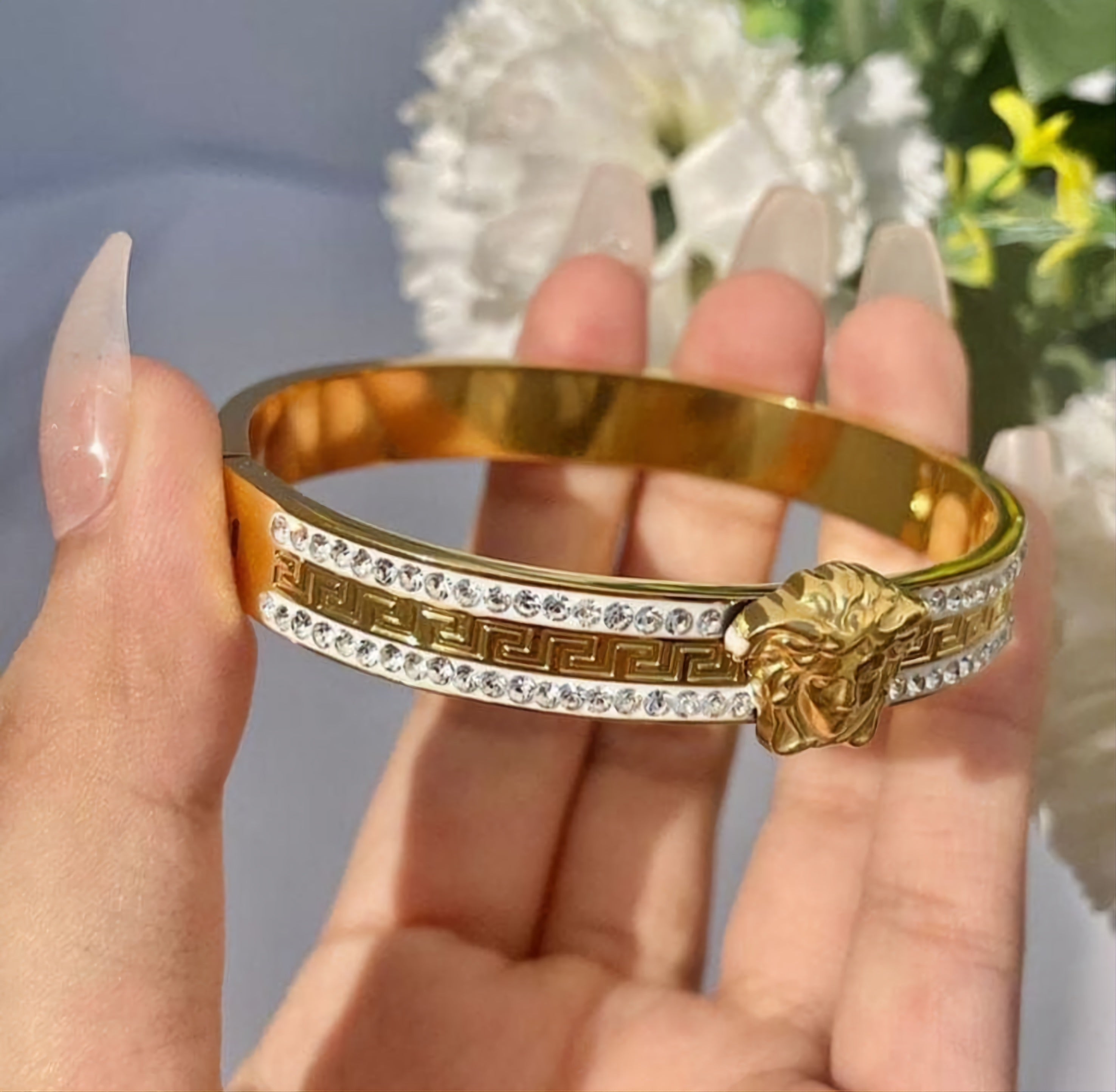Versace Women's Crystal Versace Tiles Bracelet in Gold | Versace US |  Fashion bracelets jewelry, Versace jewelry, Womens fashion accessories