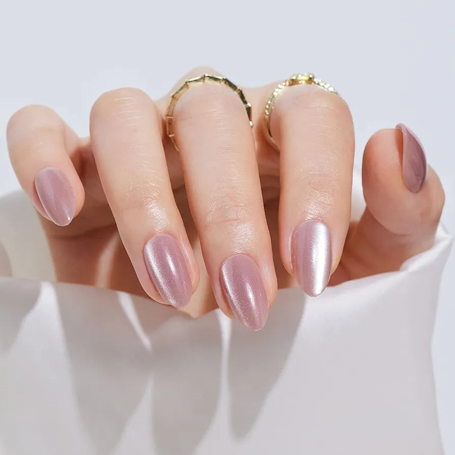 JC108 Lavender Cat-Eye Medium Length – 24 Nails Pack with Free Nail Kit