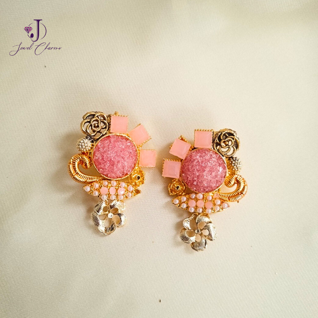 Pink Crush Stone Turkish Earrings