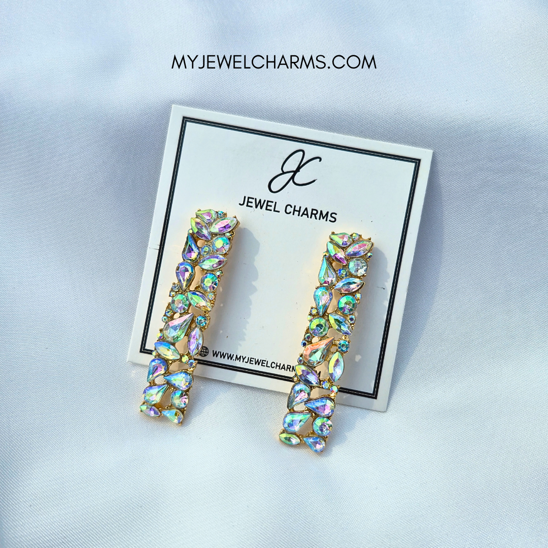 Jc 272 Long Rectangle Rhinestone Crystal Dangles