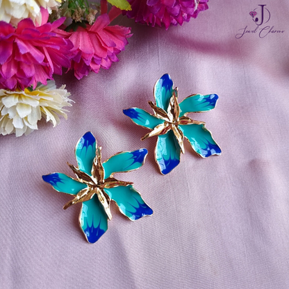 JCEC 295 Blue Flower Earrings