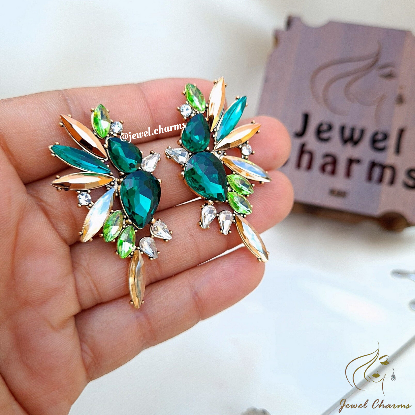 JC143 - Green Emerald Hummingbird Earrings - Jewel Charms