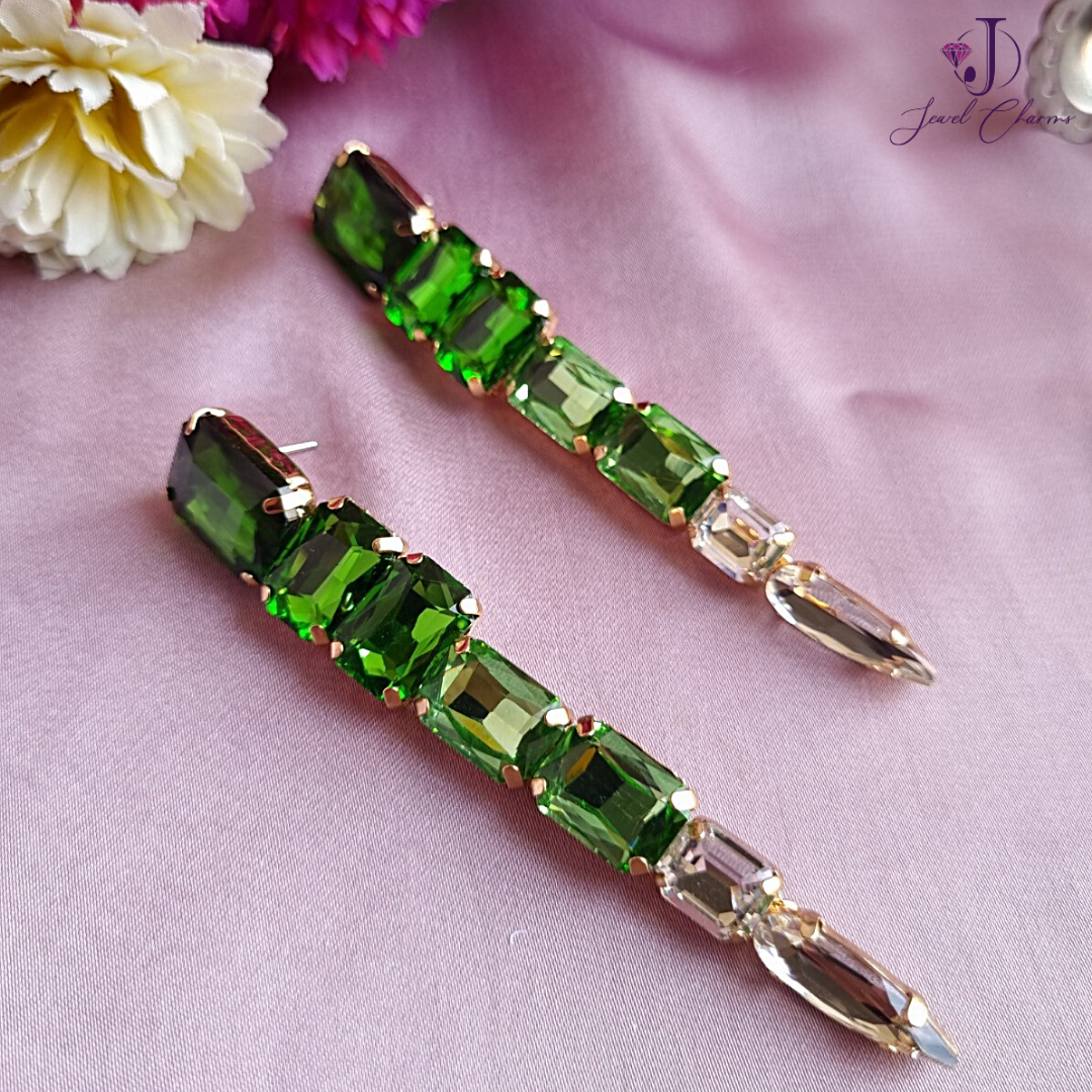 Emerald Green Crystal Dangles