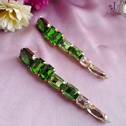 Emerald Green Crystal Dangles