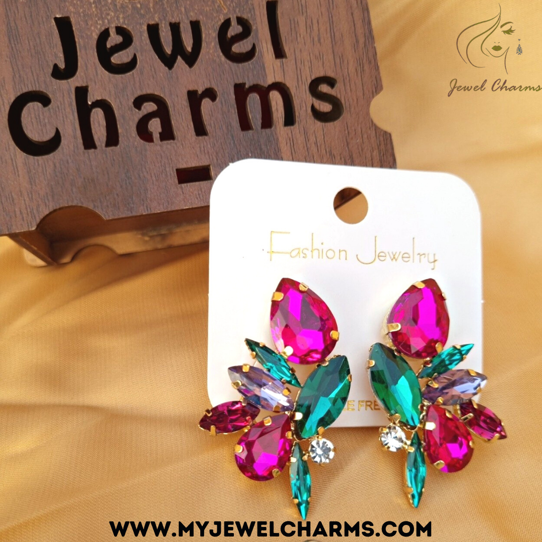 Multi Color Green/Pink Crystal Birdies - Jewel Charms