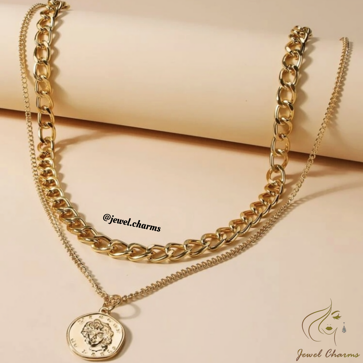 JC110 - Coin Chain Necklace - Jewel Charms