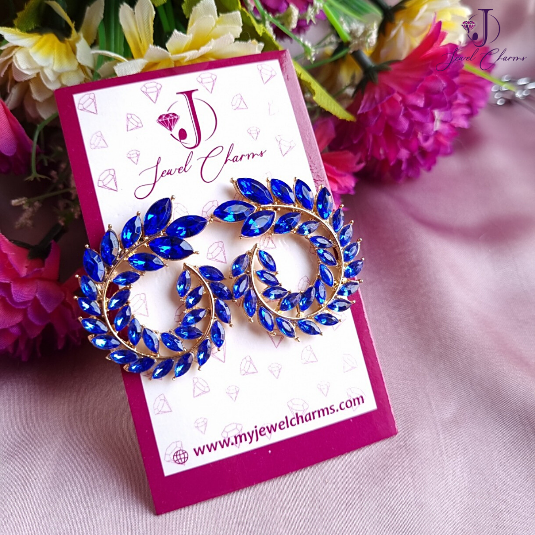 Blue Twist Leaf Earrings