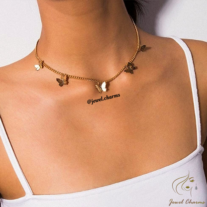 JC63 - Butterfly Choker Necklace - Jewel Charms