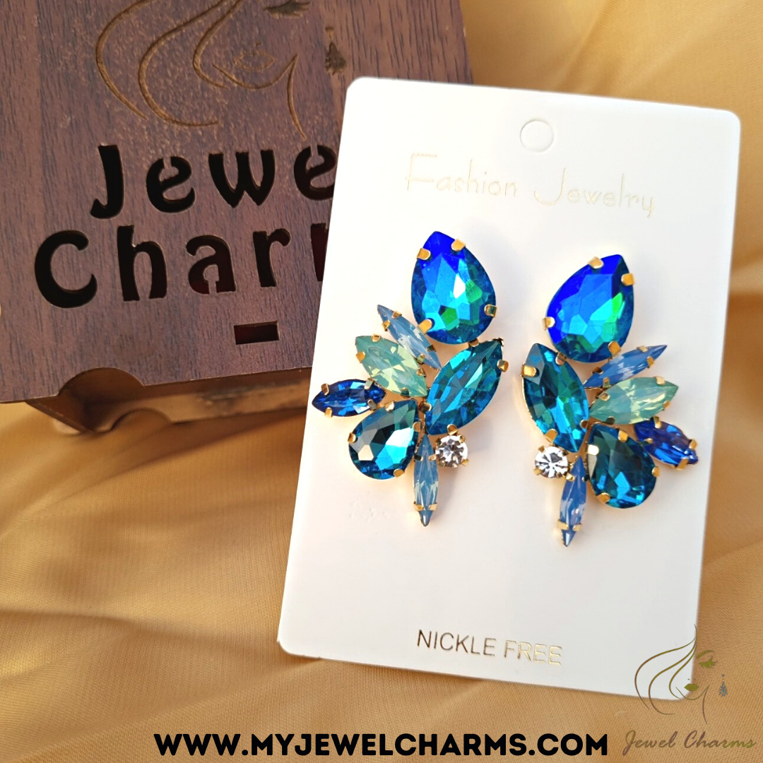 Multi Color Azure Blue Crystal Birdies - Jewel Charms