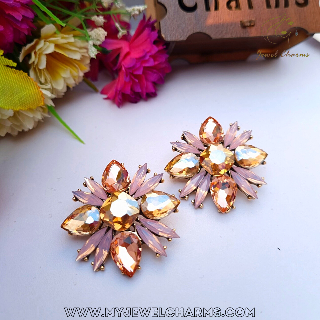 Multi Crystal Flower Studs Large