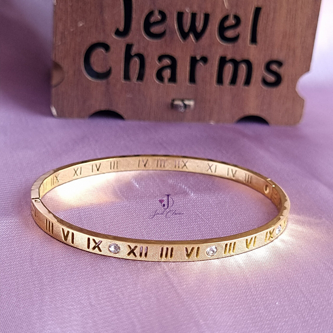 Openable Stainless Steel Branded Bracelet Roman design