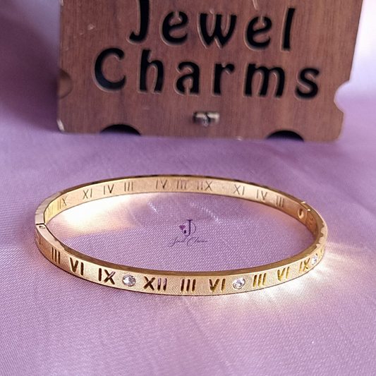 Openable Stainless Steel Branded Bracelet Roman design