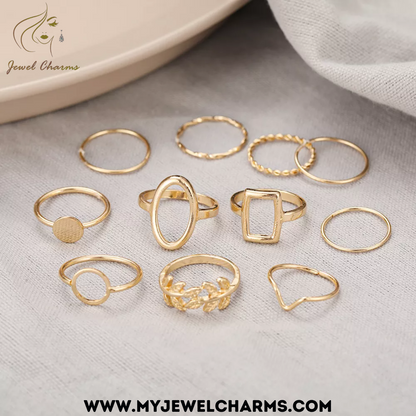 11 Piece Egyptian Abstract Rings Set - Jewel Charms