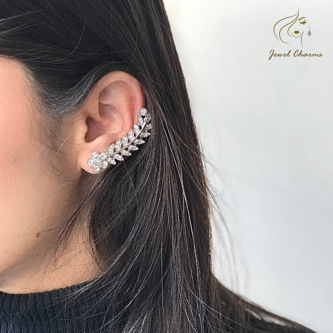 Silver Ear Cuff Crystal JCER 04