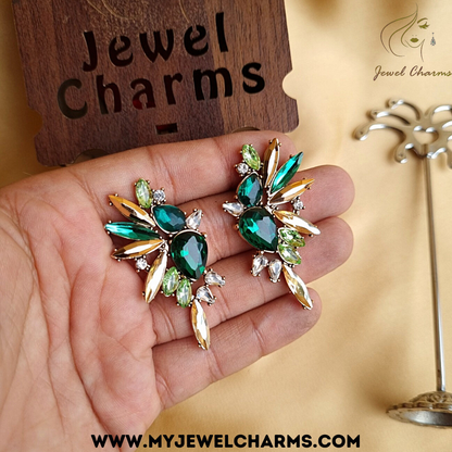 JC143 - Green Emerald Hummingbird Earrings - Jewel Charms