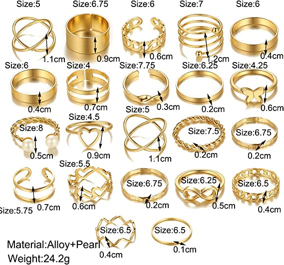 22 Piece Full Hand Rings Set