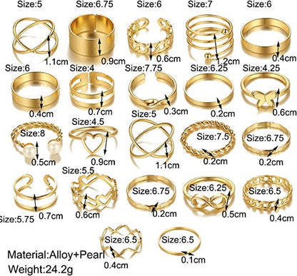 22 Piece Full Hand Rings Set