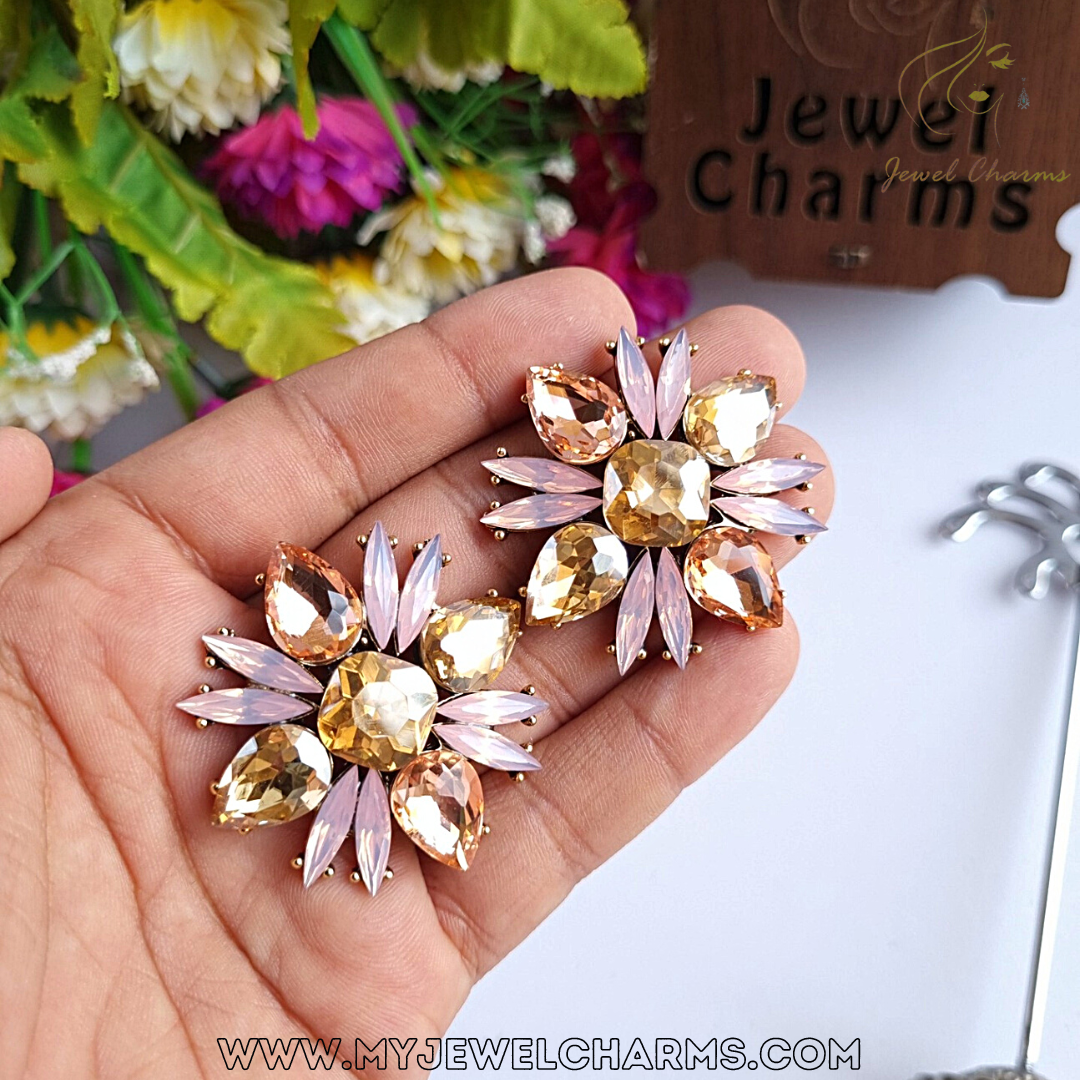 Multi Crystal Flower Studs Large