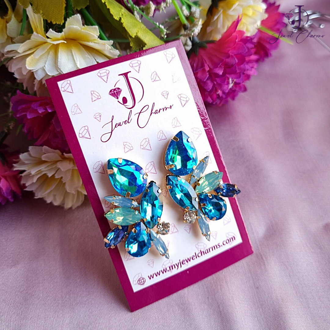 Multi Color Azure Blue Crystal Birdies - Jewel Charms
