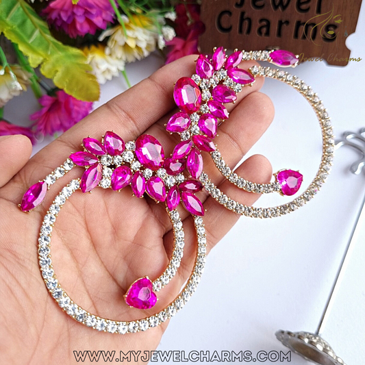 Large Pink Rhinestone Crystal Hoops