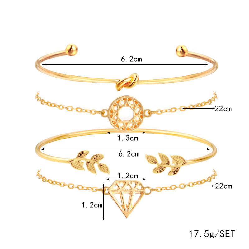 JC195 - 4 Pc Diamond Lead Delicate Bracelet Set - Jewel Charms