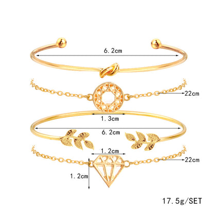 JC195 - 4 Pc Diamond Lead Delicate Bracelet Set - Jewel Charms