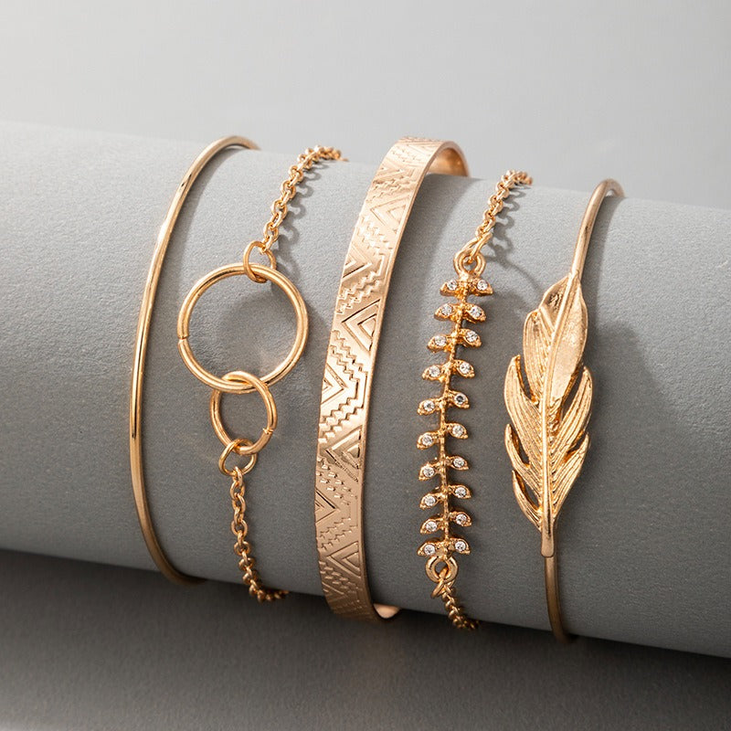 5 piece leaf bracelet set
