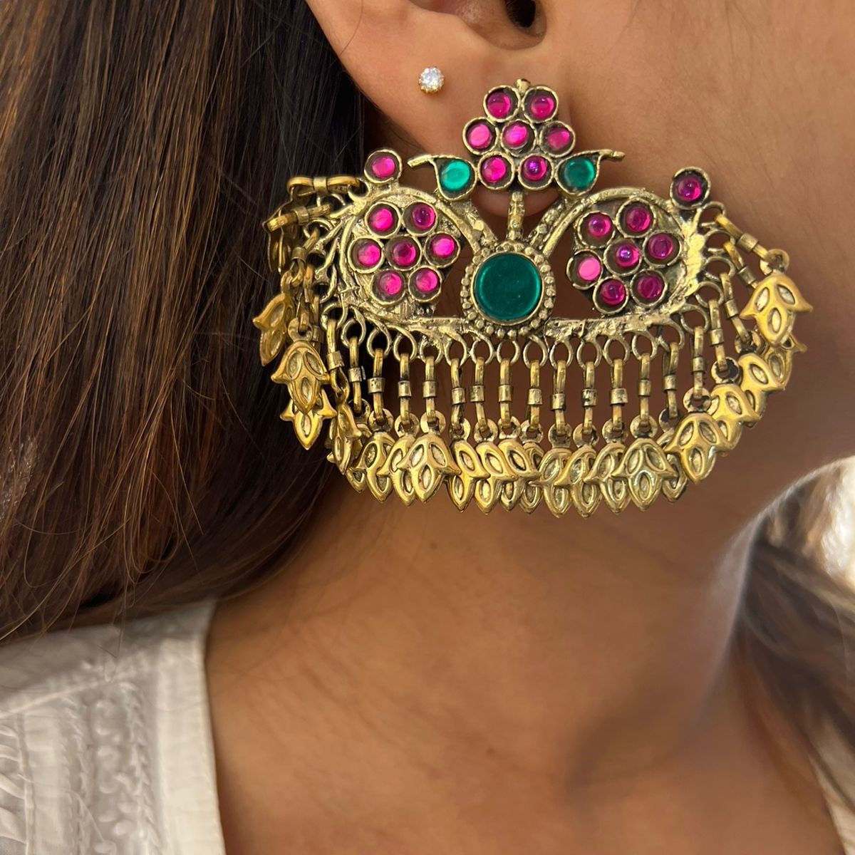 Afghan Tribal Gul Earrings and Choker Set - Jewel Charms
