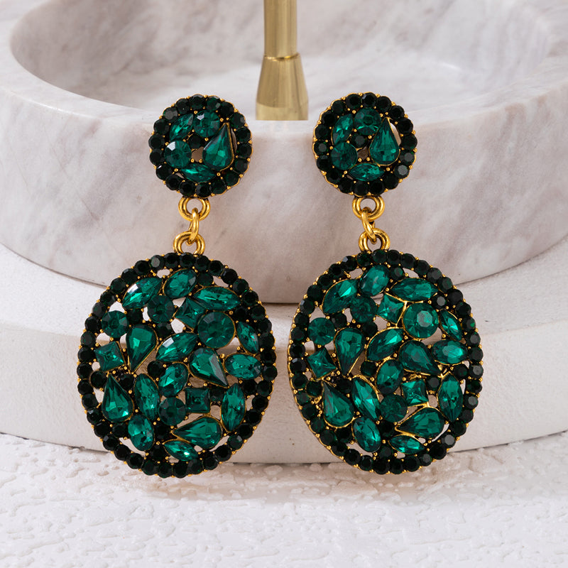 Dark Green Crystal Earrings