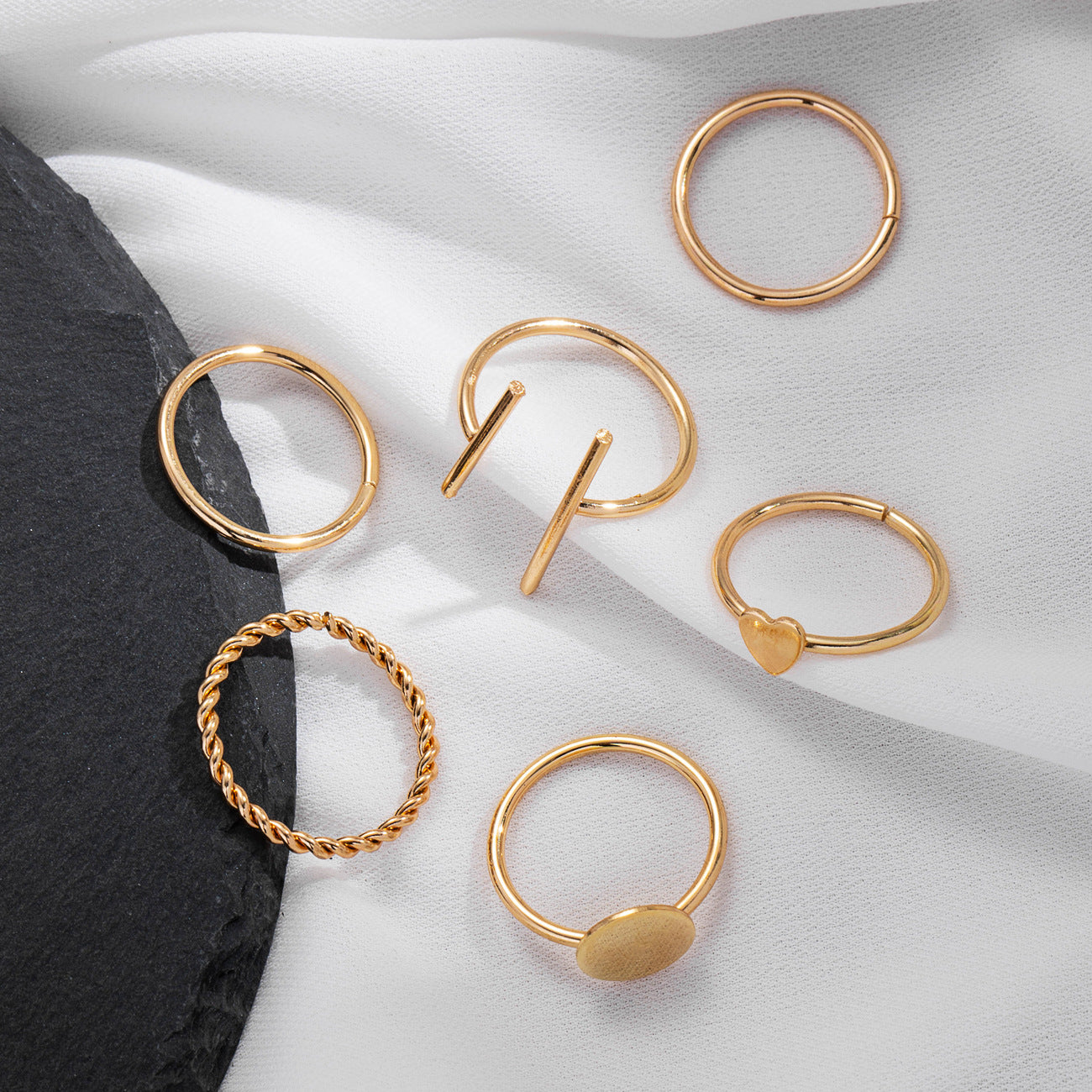 6 Piece Retro Simple Love rings Set