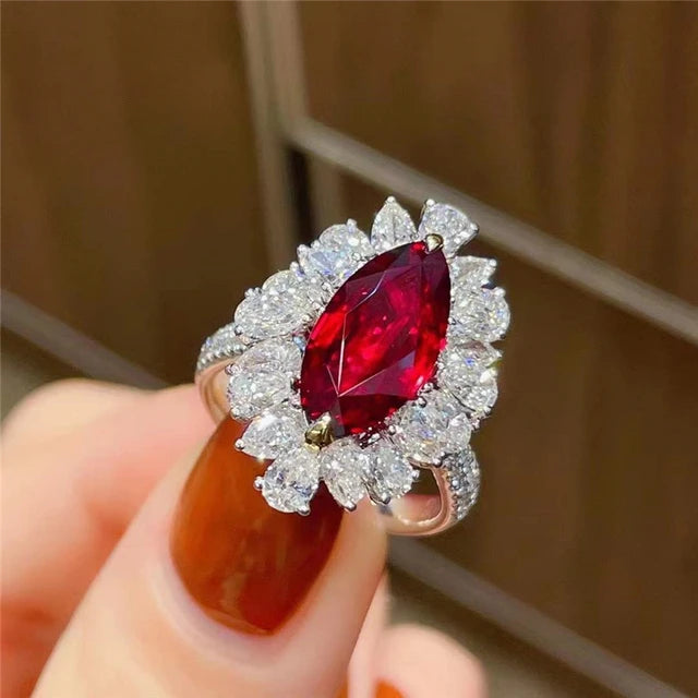 Red Ruby Ring silver