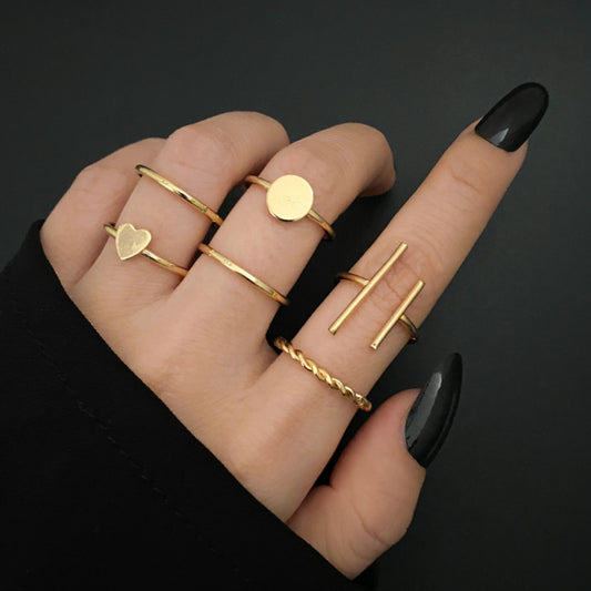 6 Piece Retro Simple Love rings Set